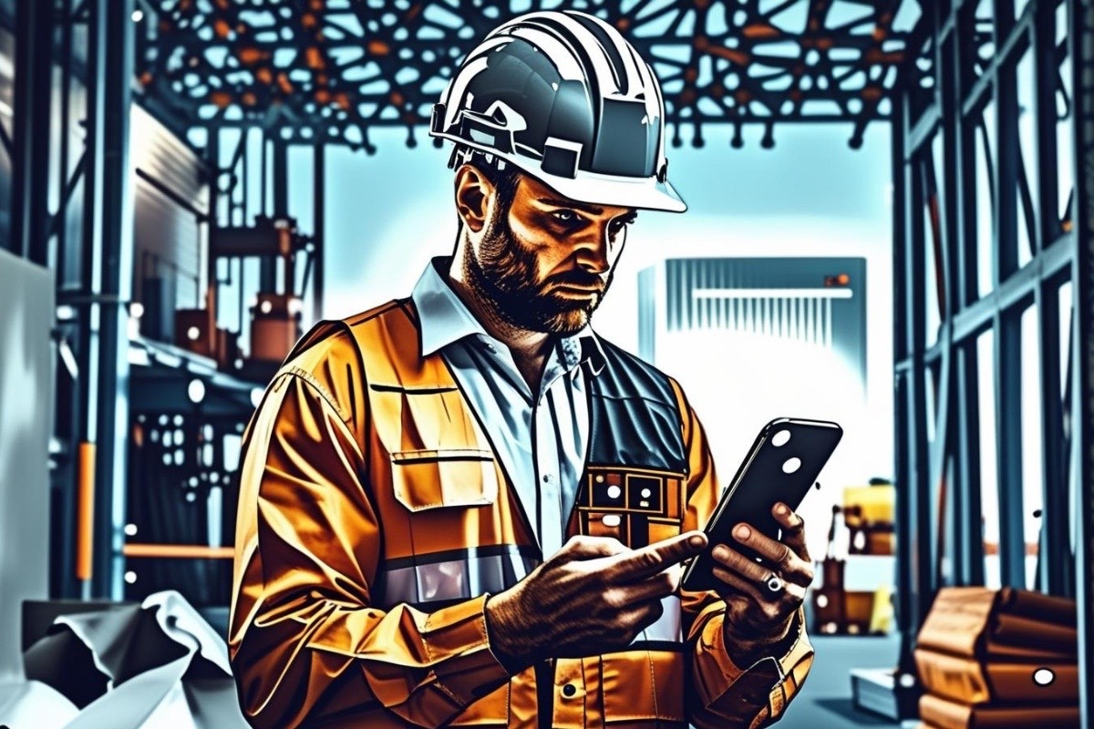 Tradie capturing job on phone